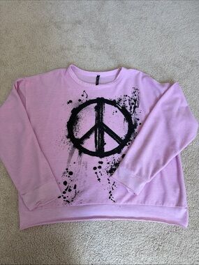 Revelation Girls' Pink Peace Graphic Sweatshirt - size Large NWOT